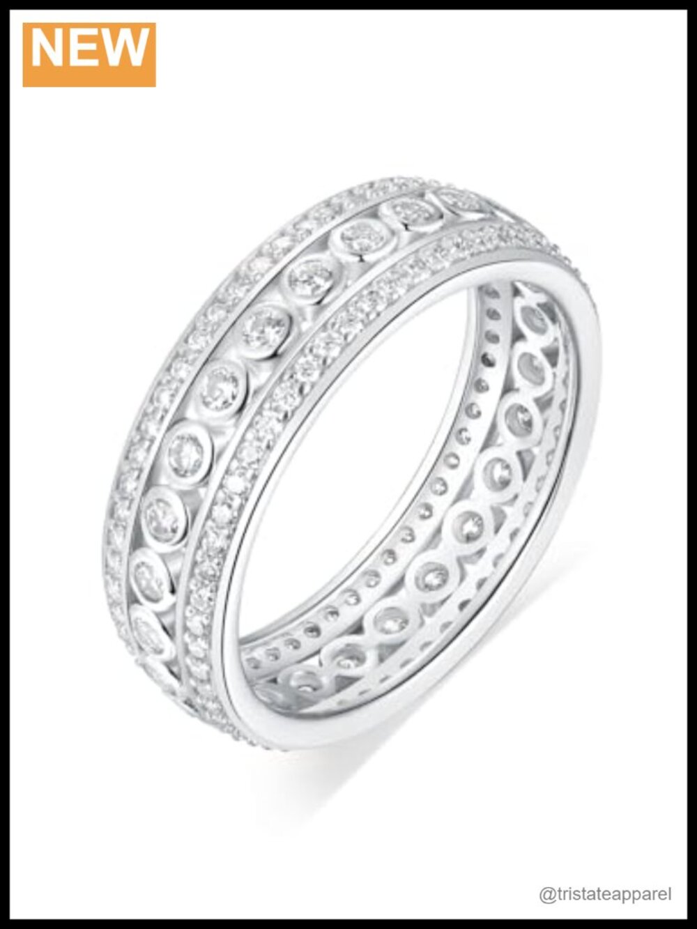Chunky Moissanite Full Eternity Band 925 Sterling Silver Ring